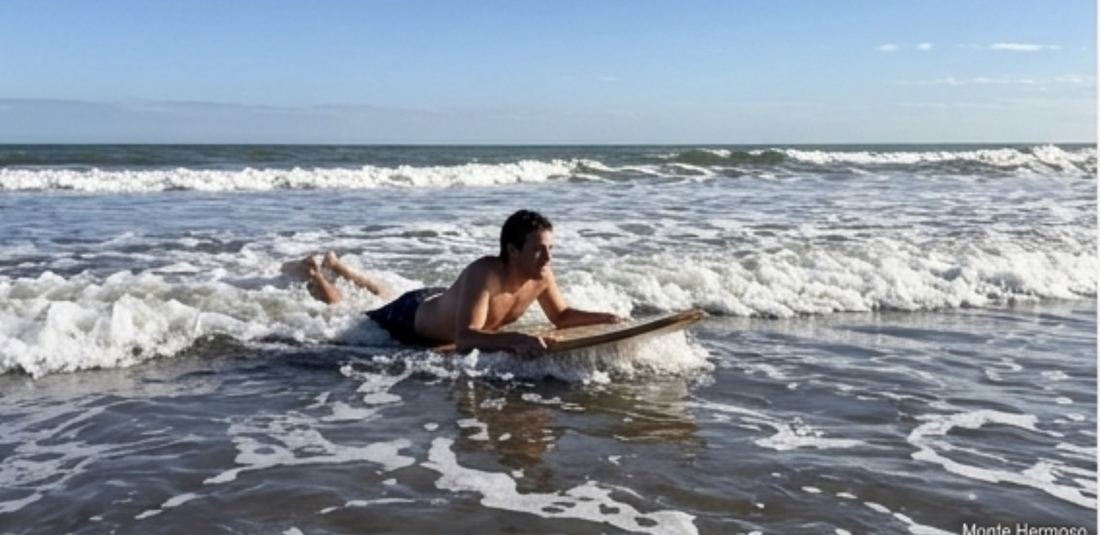 Bodyboard en la playa de Monte Hermoso
